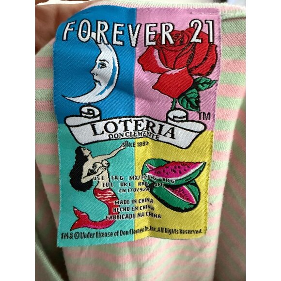 F21 Loteria El Camaron Striped T Shirt Size Large - Picture 2 of 7